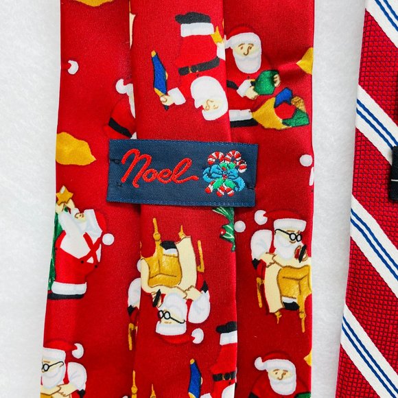 Lot of 2- Jos A Bank Necktie Striped 100% Silk/Noel Christmas Design Polyester - Picture 10 of 16